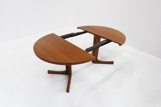 Image 1 of Vintage Danish round extendable teak dining table 1960s