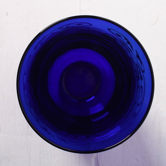 Image 1 of Vintage Cobalt Blue Crystal Vase with Silver Ornament / Fani Argento / Italy / 1930s