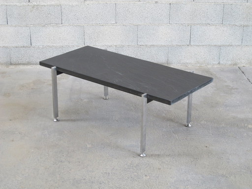 50's Leisteen en Chroom Stalen Salontafel Frankrijk