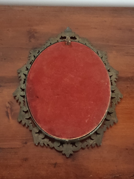 Specchio Ovale Vintage Anni '50/'60 In Ottone Stile Barocco 30x24 Cm – Brass, Bronze (photo 6 of 6)