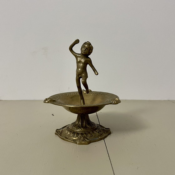 Image 1 of Brass Cherub Ashtray