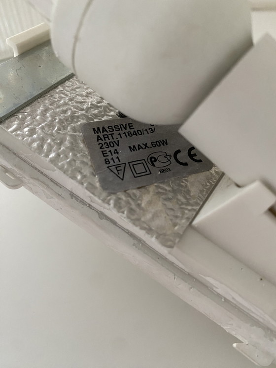 Image 1 of 2x Vintage Massive wall lamp - with ribbed glass shade.