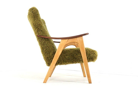 Image 1 of Two tone doodle fauteuil 'Wing' vintage gestoffeerd 