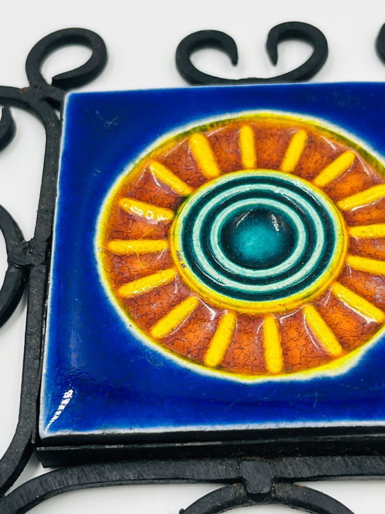 Handdoekrek in brutalistische stijl, smeedijzer en keramiek, 1970 – Decoratieve objecten, Ceramic (photo 4 of 7)