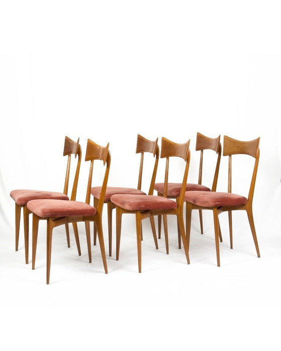 Image 1 of Ensemble de 6 chaises de salle à manger vintage d'Ico Parisi pour Ariberto Colombo, Cantù