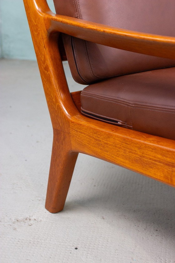 Image 1 of Canapé vintage en teck, style danois, Juul Kristensen, cuir, milieu du siècle