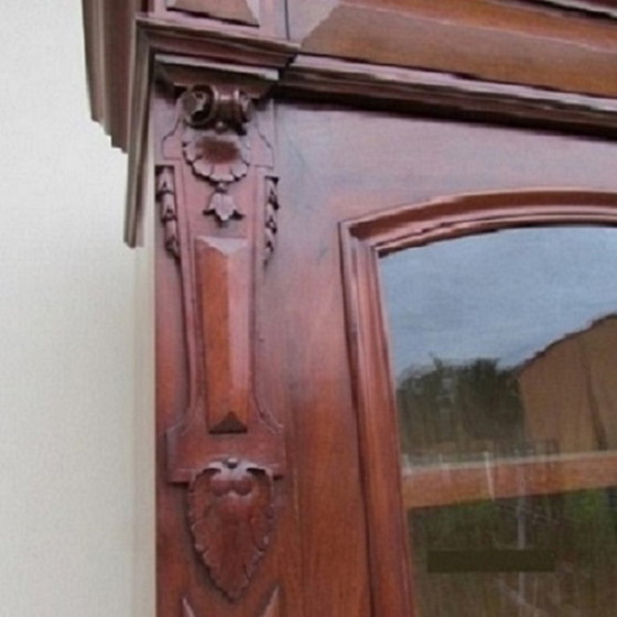 Image 1 of Libreria/vetrina antica in mogano Direttorio in due parti