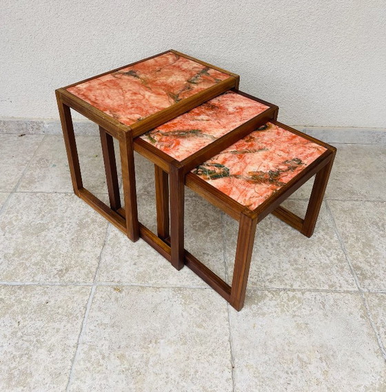 Image 1 of Set of 3 Scandinavian nesting tables in teak, 1960