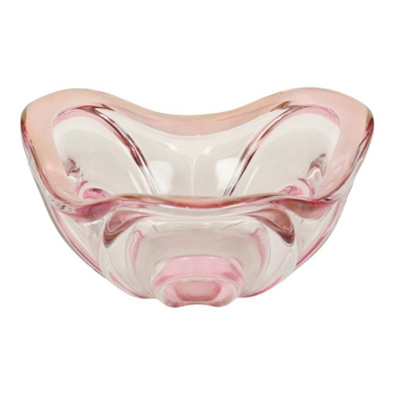 Image 1 of Vintage Murano Schaal Fruitschaal Roze Glas Sixties