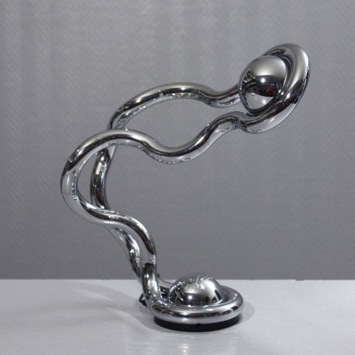 Chrome-plated "Tangle Lamp" desk lamp designed by Richard Zawitz 1991