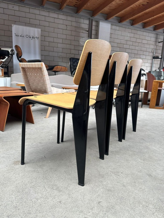 Image 1 of Sedia Jean Prouvé Standard in legno/nero (altre disponibili)