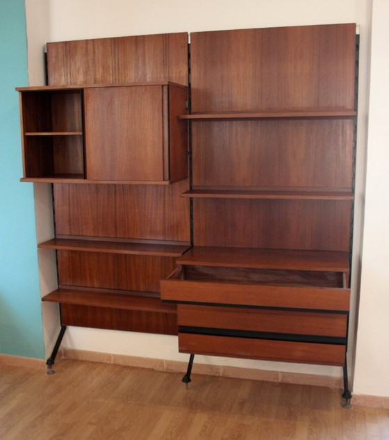 Image 1 of "Urio" modular wall system by Ico and Luisa Parisi for MiM 1957, two-module bookcase, Italy, 1960s