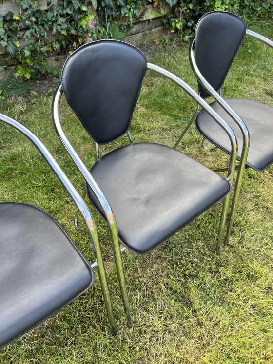 Image 1 of 4 x Moderner Chromstuhl aus Leder