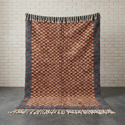 Auténtica alfombra bereber hecha a mano en lana natural, 2/3 m