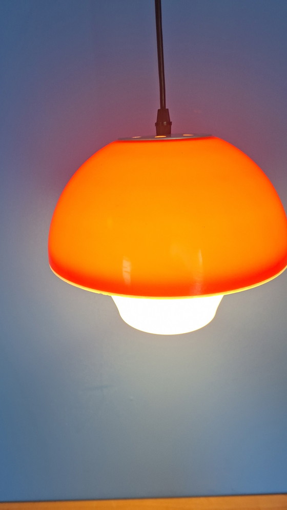 Image 1 of Orange vintage space age massive mushroom pendant lamp