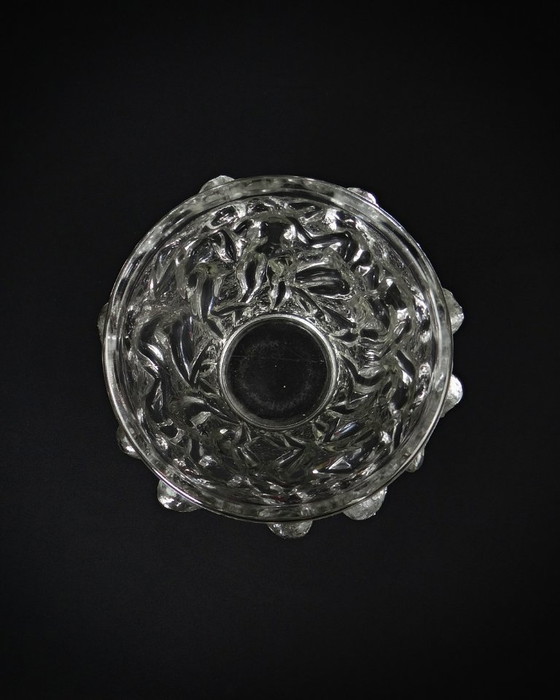 Image 1 of Lalique Bacchantes unsigned vintage clear crystal vase mid 20th century