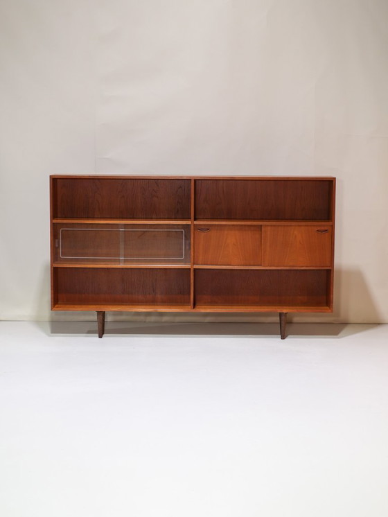 Image 1 of Bookcase Clausen & Søn wall cabinet teak Danish vintage
