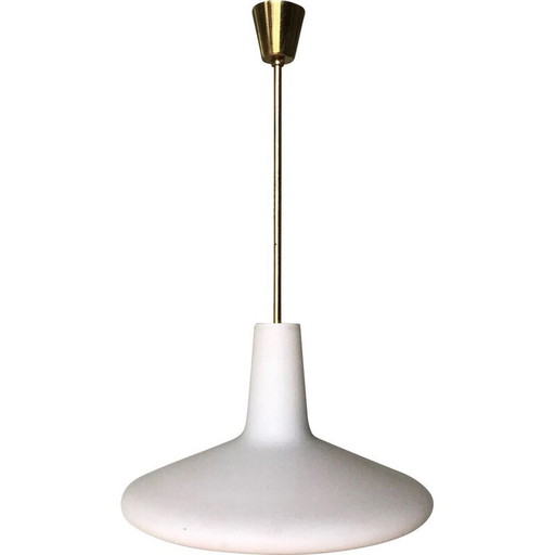 Lampada a sospensione vintage in opalino, 1950