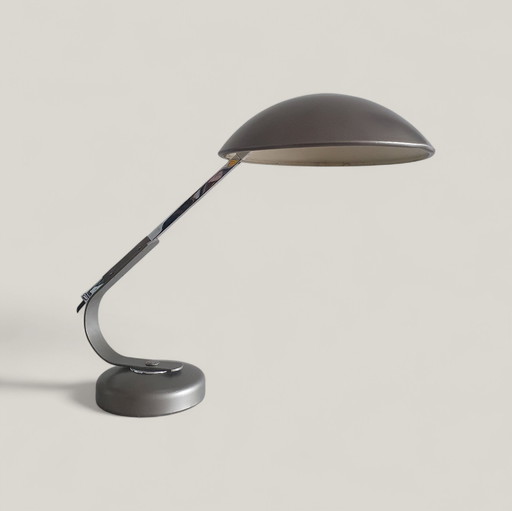 Industriële modernistische, beweegbare lamp, gesigneerd - Ontwerp van Ferdinand Solère, 1950 - Gelakt metaal en chroom