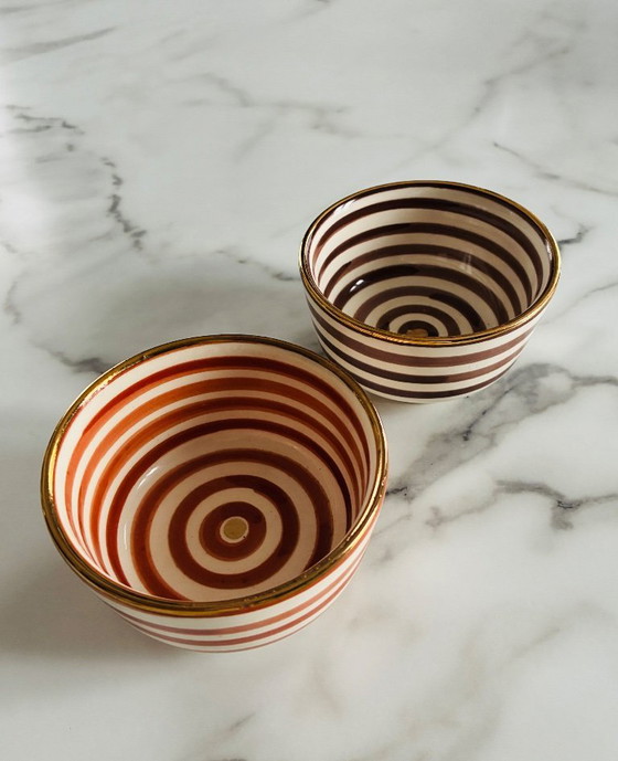 Image 1 of Set of 2 striped ceramic bowls from Morocco