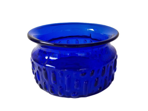 Image 1 of Eneryda Glasbruk - Kobaltblauwe vaas en schaal - 60s