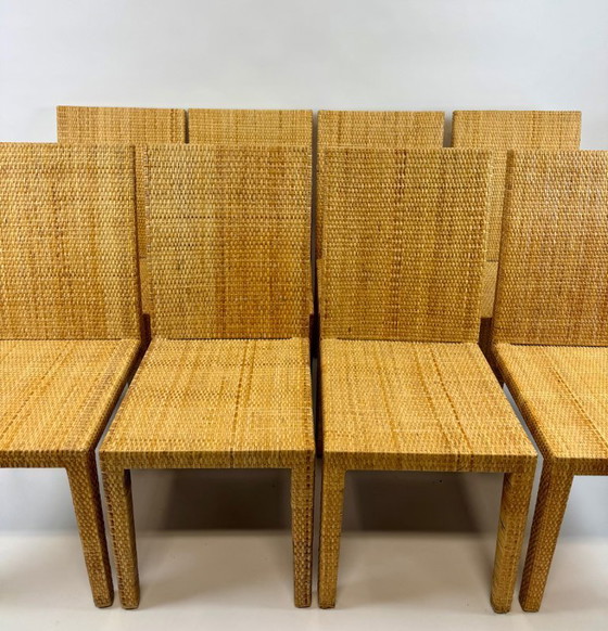 Image 1 of Jean-Michel Frank — Conjunto de ocho sillas de ratán reedición de Écart International.