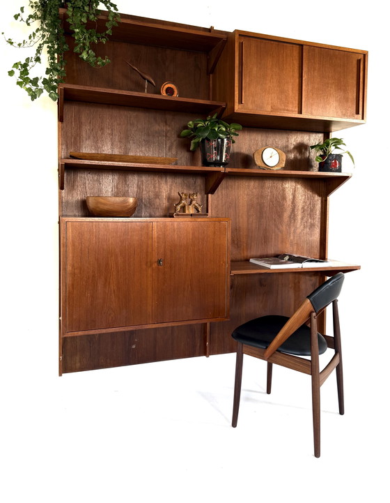 Image 1 of Vintage modulair teakhouten wandsysteem ‘60