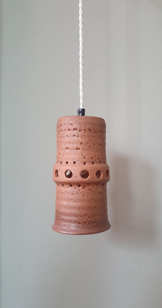 Image 1 of Set di 2 lampade a sospensione vintage in ceramica, Germania Ovest, vetro lava