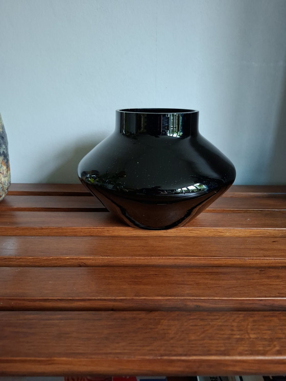 Image 1 of Vase Art Deco Doyen Belgien. Schwarzes Glas.