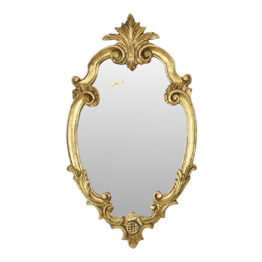 French Gold Leaf Gilded Crested Mirror Baroque Style 60cm