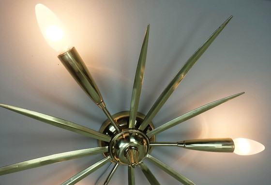 Image 1 of 50's mid century sputnik 3-light laiton CEILING FIXTURE