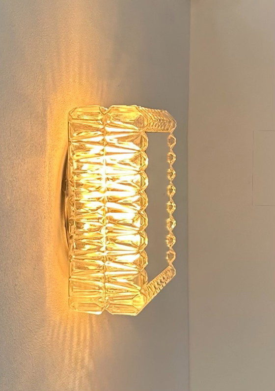 Image 1 of Applique da parete vintage, vetro stampato pressato e specchio, Francia, 1960