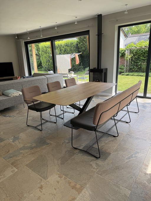 1x Bert Plantagie Dining Table Oxxi, 1x Bert Plantagie Dining Bench Kiko Plus K81, 3x Dining Chair Kiko Plus K22