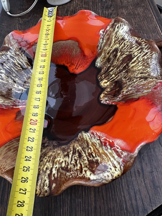 Image 1 of Coupe à fruits- Centre de table vintage céramique émaillée attribuée Vallauris 