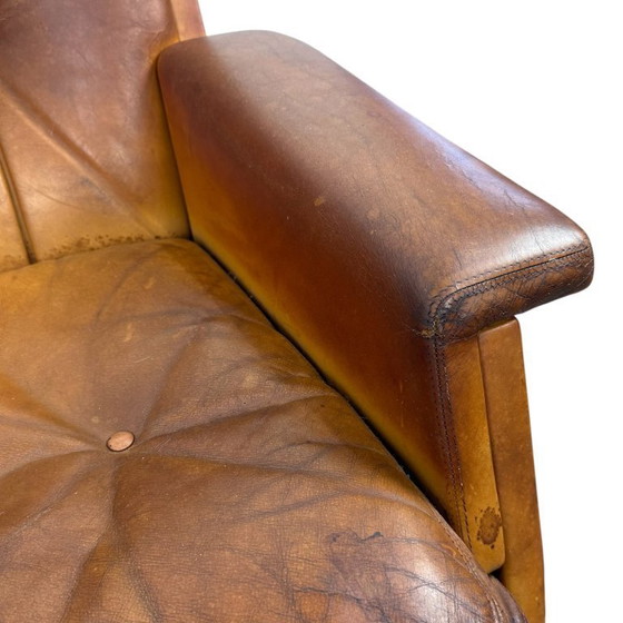 Image 1 of Set di poltrone girevoli vintage in pelle color cognac di Eugen Schmidt