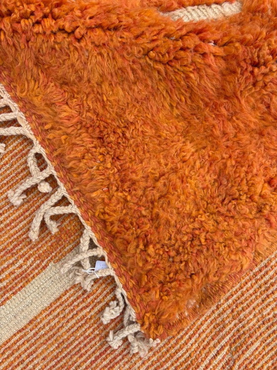 Image 1 of Marokkaans Mrirt-tapijt, handgemaakt van wol, 3x2 meter, op maat gemaakt, oranje Berber-tapijt, luxe dikke wollen vloerkleed