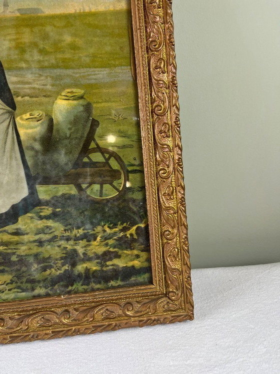 Antieke Vergulde Lijst, Kunst, Glas, Papier, Blauw (foto 4 van 12)