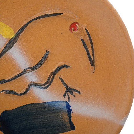 Image 1 of Sergio Dangelo, piatto in ceramica “Kiwi Landscape” per Mazzotti Albisola, anni '80