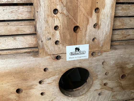 Image 1 of Ronde houten tuintafel met draaiplateau