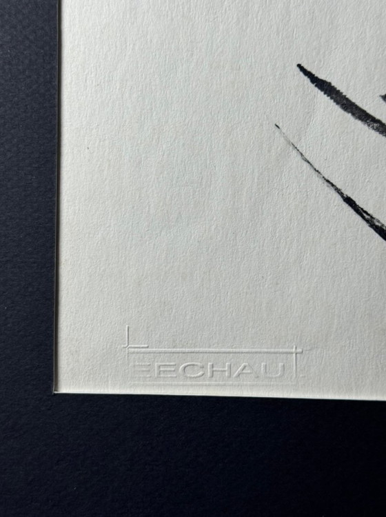 Image 1 of Eugène Eechaut - Original ink drawing – 1969 – Unique work – Framed