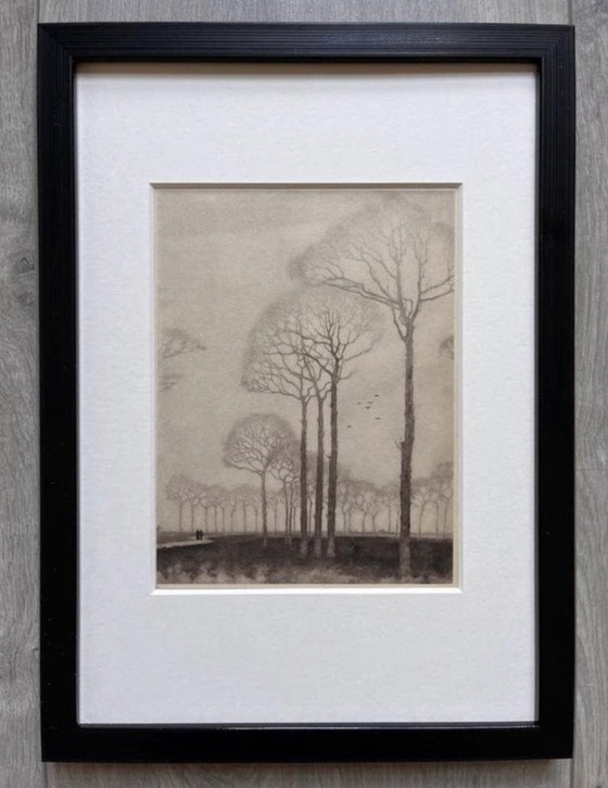 Jan Mankes 1889-1920 / Heliogravure Bomenrij 1927 – Litho's & Zeefdrukken, Paper (photo 5 of 7)