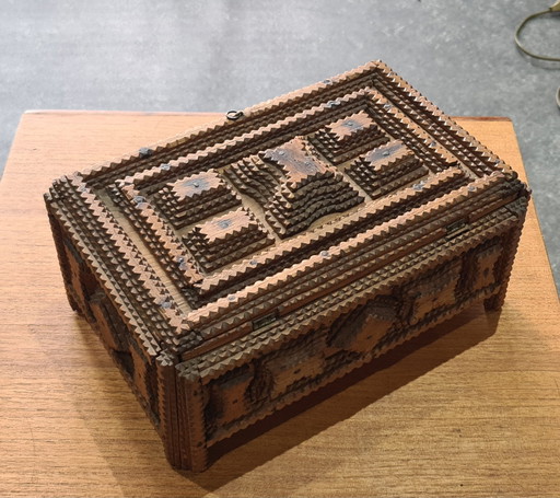 Tramp-Art Wooden Box