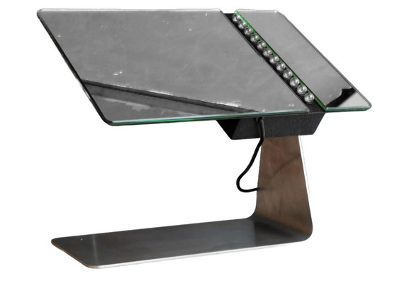 Gino Sarfatti design Arteluce anni '70 monumentale specchio da tavolo architettonico illuminato – Metallo (photo 13 of 15)