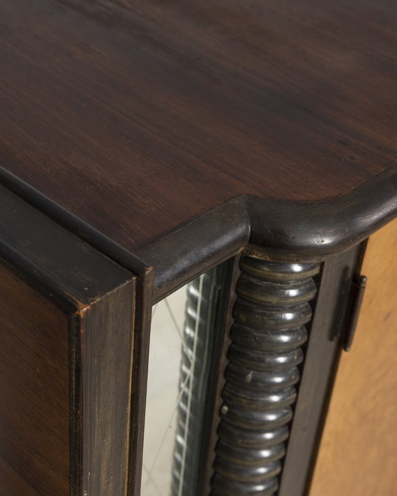 Image 1 of Credenza vintage anni '40 in legno e vetro, design Art Deco italiano