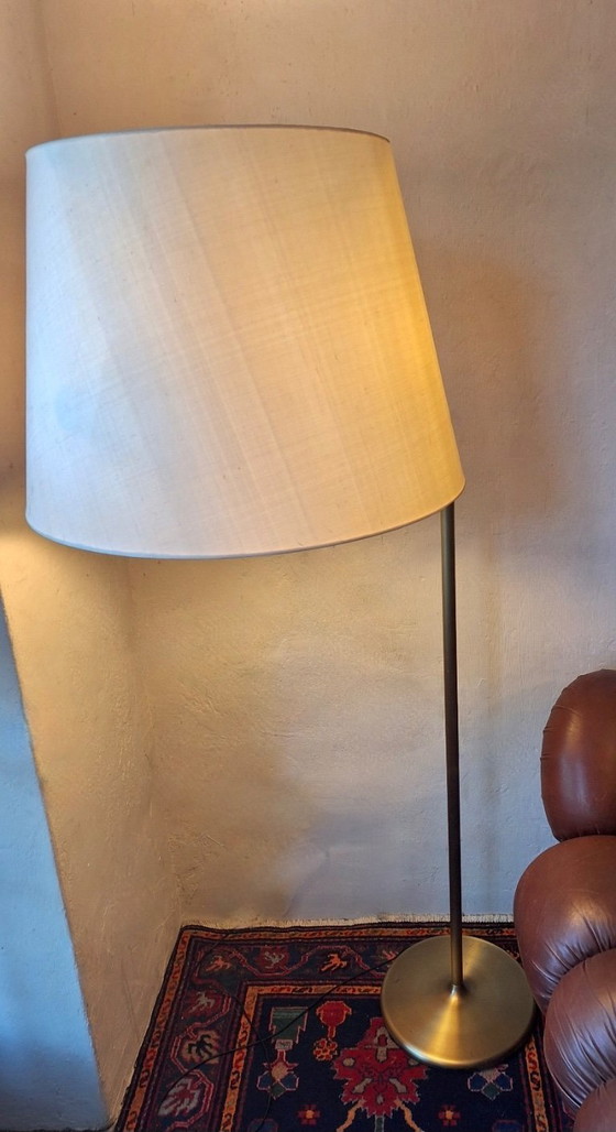 Image 1 of Walter von Nessen Brass Floor Lamp with Multi-Adjustable Swivel Arm and Uplight, USA 1960s