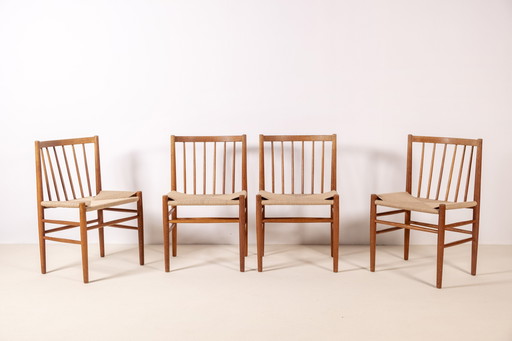 4x Jørgen Bækmark J80 en chêne, 1967 FDB Møbler, Danemark