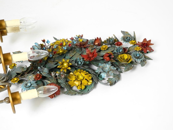 Image 1 of Immense et magnifique applique murale en métal doré et peint à la main, datant des années 1960, signée Hans Möller.