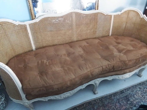 ✨ Impresionante sofá de mimbre estilo Luis XV ✨ – banken, Rattan, Velvet (photo 2 of 6)