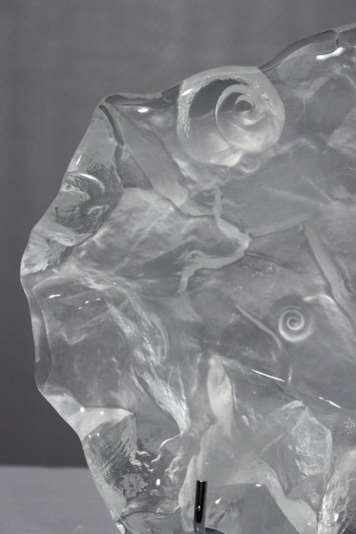 Grande svuotatasche in vetro satinato "Fossil" disegnato da Jolanda Prinsen & Walther Glas