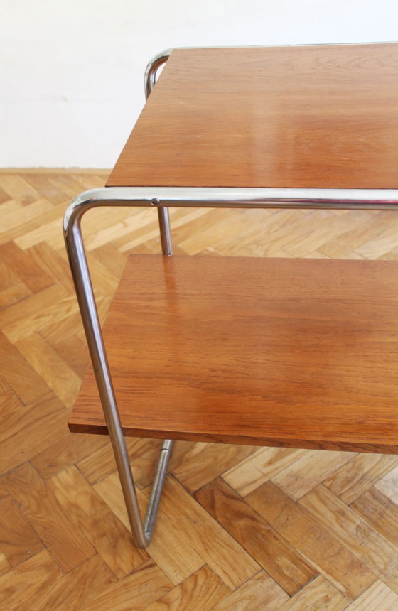 Image 1 of Modernistische bijzettafel van buisvormig staal uit de jaren 30 | Stijl van Marcel Breuer